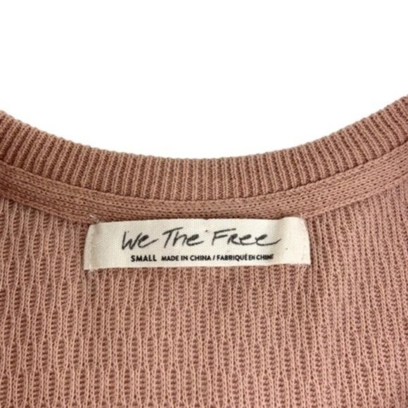 We the Free Oversized Blouse Contrast Sleeves Pink Maroon - Picture 4 of 7